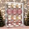 Glamorous and Cute Shiny Pink and Rose Gold Christmas Ornament Set, Glittered and Girly Feminine Holiday Baubles